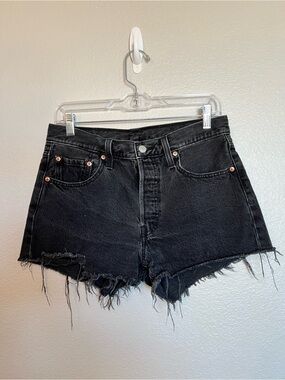 Levi’s 501 Cutoff Shorts Womens Size 28 Black Distressed Denim NWOT